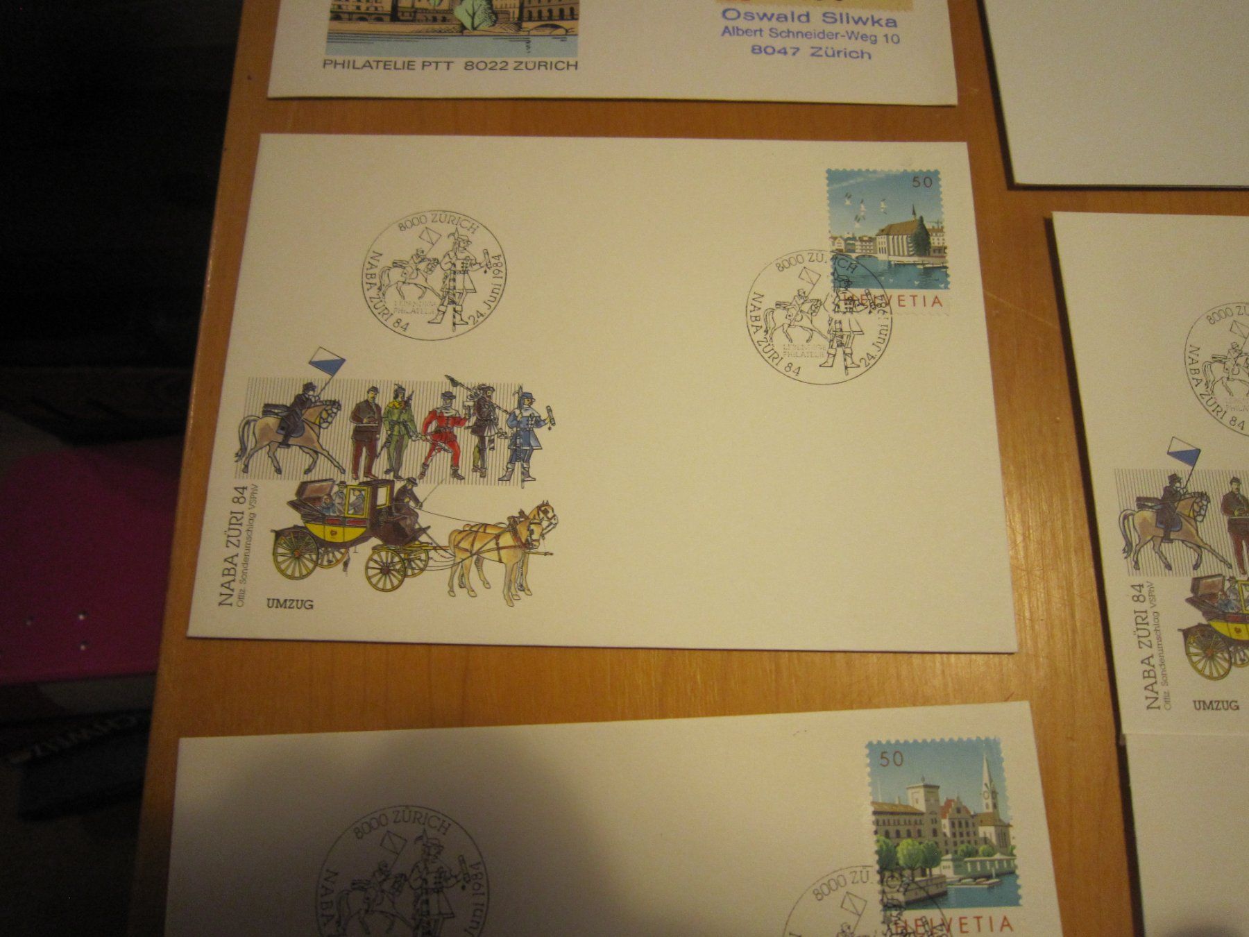 Alle Briefmarken: 1984 NABA Zürich verschiedene Variationen – Gebraucht aus Gordola von Polentaefung 3