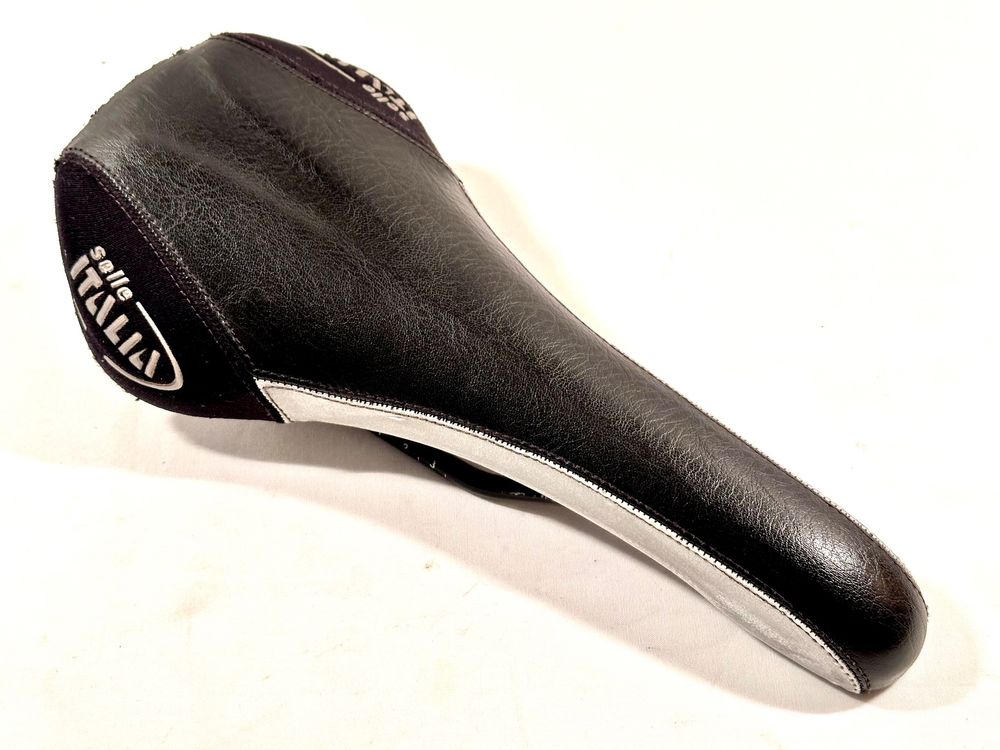 Selle Italia Nitrox NOS Vintage - Selle Vélo Cuir Noir 275x140 Mm - Fabriquée En Italie