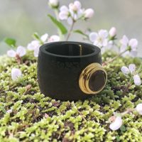 Edelstahl Ring, Schwarz/Gold Optik, neuwertig, Grösse 58
