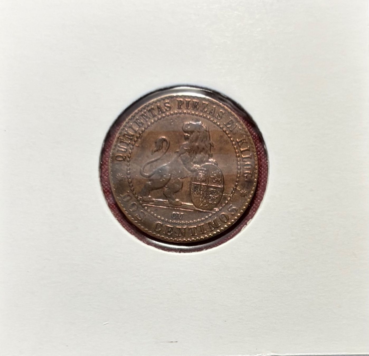 Tutti le monete: Übergangsregierung Spanien 2 Cent. 1870 – Usato da Speicher venduto da CH-Schatzkammer 3