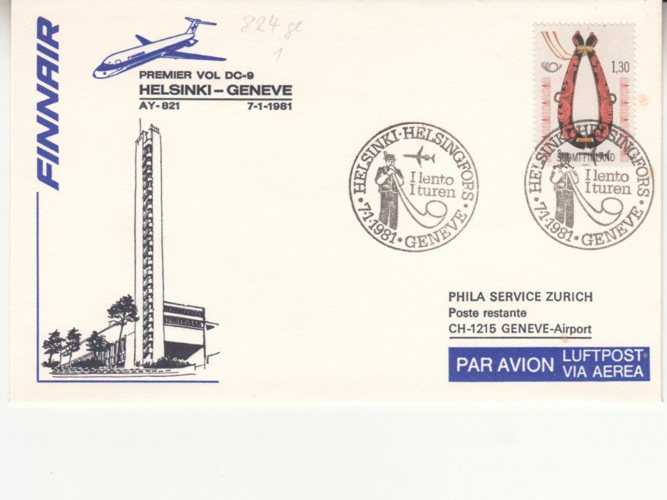 Tutti i francobolli: SLH RF 81.2 a Helsinki - Genève – Usato da Bürglen TG venduto da StampGraf