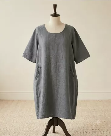 Leinenkleid Gr 44 Italy Schiefergrau