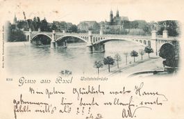 Basel (BS) Wettsteinbrücke über den Rhein Münster