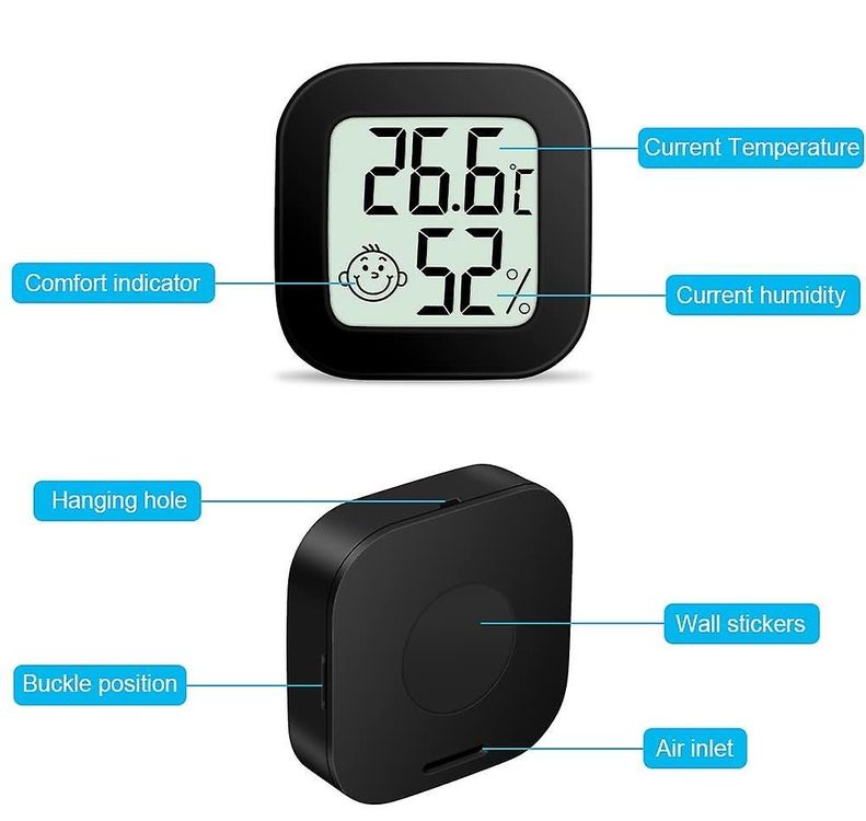 Mini LCD Digital Thermometer Hygrometer Smiley + Batterie 