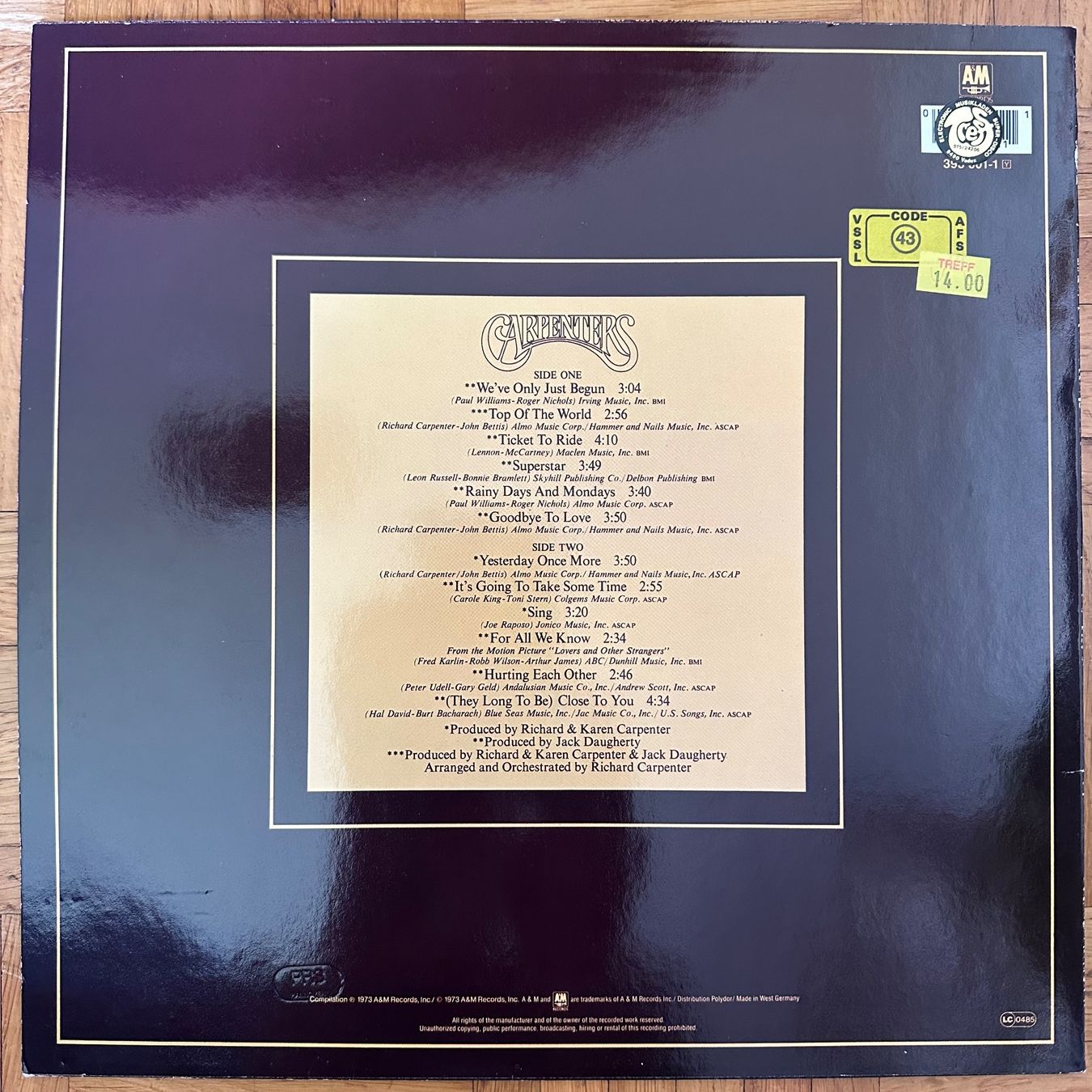 Schallplatten: LP - Carpenters - The Singles 1969-1973 – Gebraucht aus Breganzona von Onairda75 1