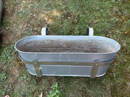 5 Blumenkisten Metall verzinkt oval gebrauchter Zustand