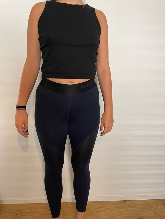 Nike Dri-Fit lange Tights, Dunkelblau, Damengrösse M (Gebraucht
