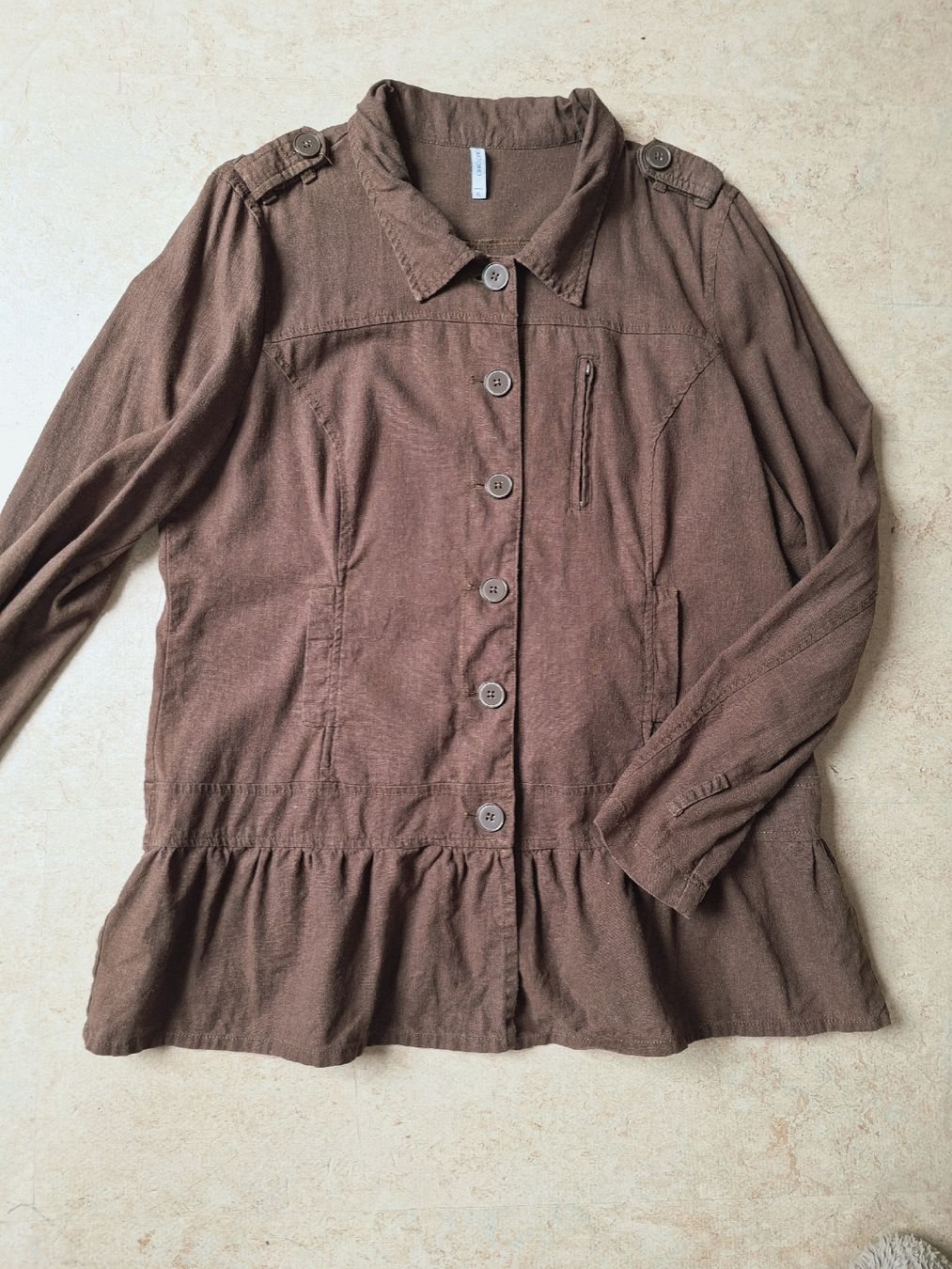 Camicette: Chicorée Leinen Bluse, Gr. XL, braun, vintage – Usato da Klingnau venduto da vollmond36 3