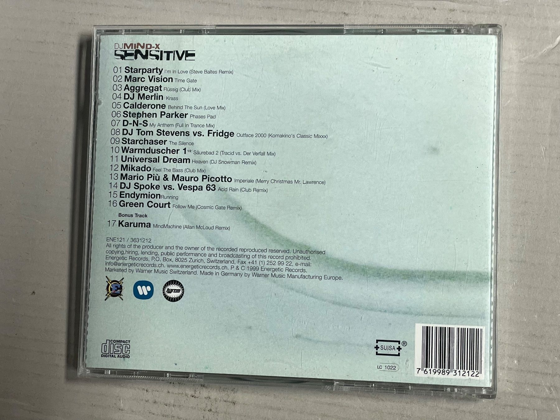 CD: DJ Mind-X - Sensitive CD - Trance Electronic - Top RAR – Usato da Muri b. Bern venduto da AdidasCollector 1
