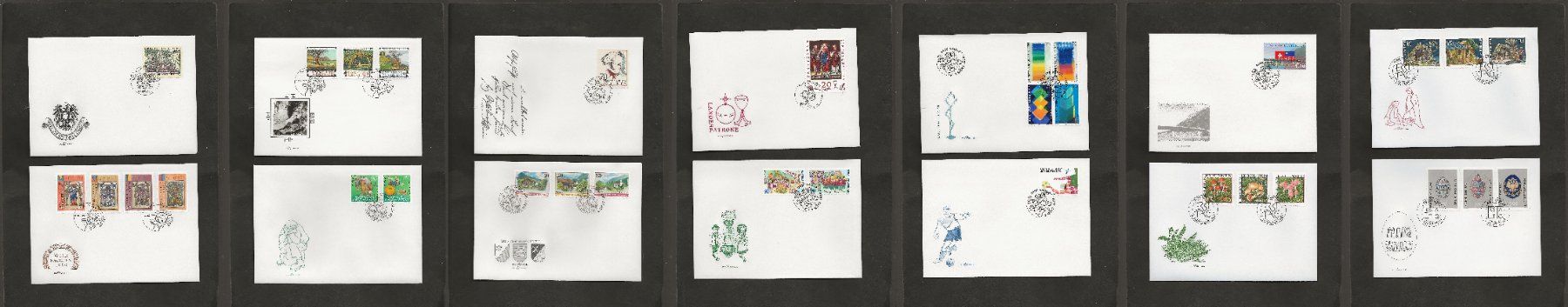 Tutti i francobolli: 14 FDC Liechtenstein 1996 bis 2001 – Usato da Au ZH venduto da xelagreb01