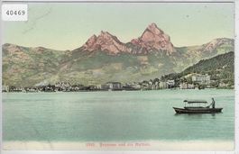 Brunnen und die Mythen - Ruderboot - Litho