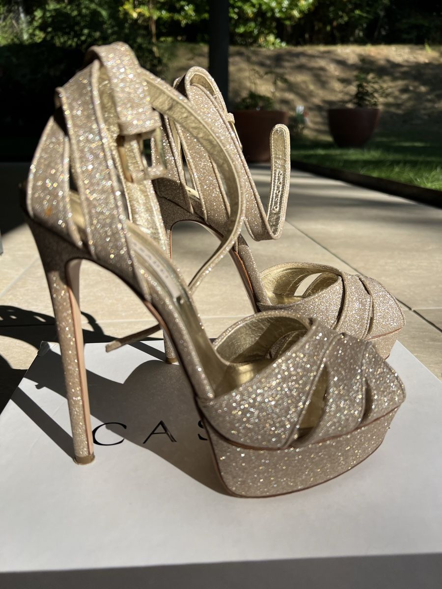 Casadei Scarpe da donna: Casadei Platform Heels, Size 38.5, platinum – Nuovo (secondo la descrizione) da Corsier GE venduto da Karol_save_planet