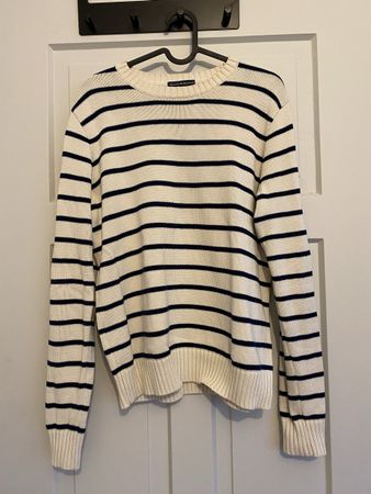 Brandy Melville Striped Cotton Sweater White Navy