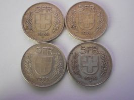 4 x 5 Fr. silber  1931/32/35/39