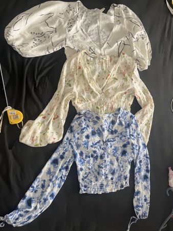3 Damenblusen Blumenmuster Langarm 
