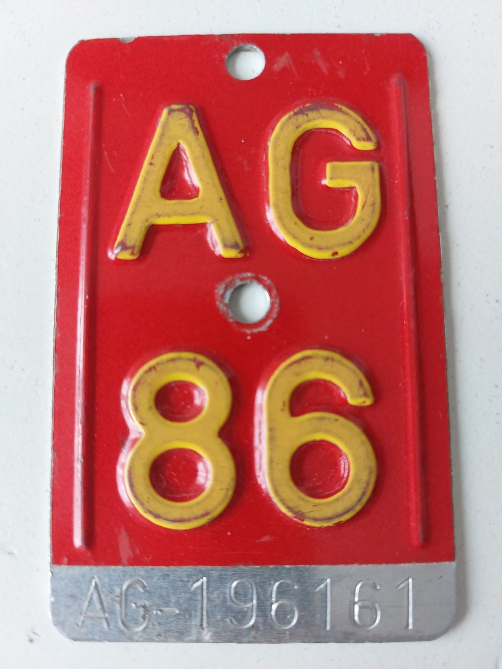 Sachs Insegne: Velonummer AG 86 plaque Velo – Usato da Schenkon venduto da Uhu007