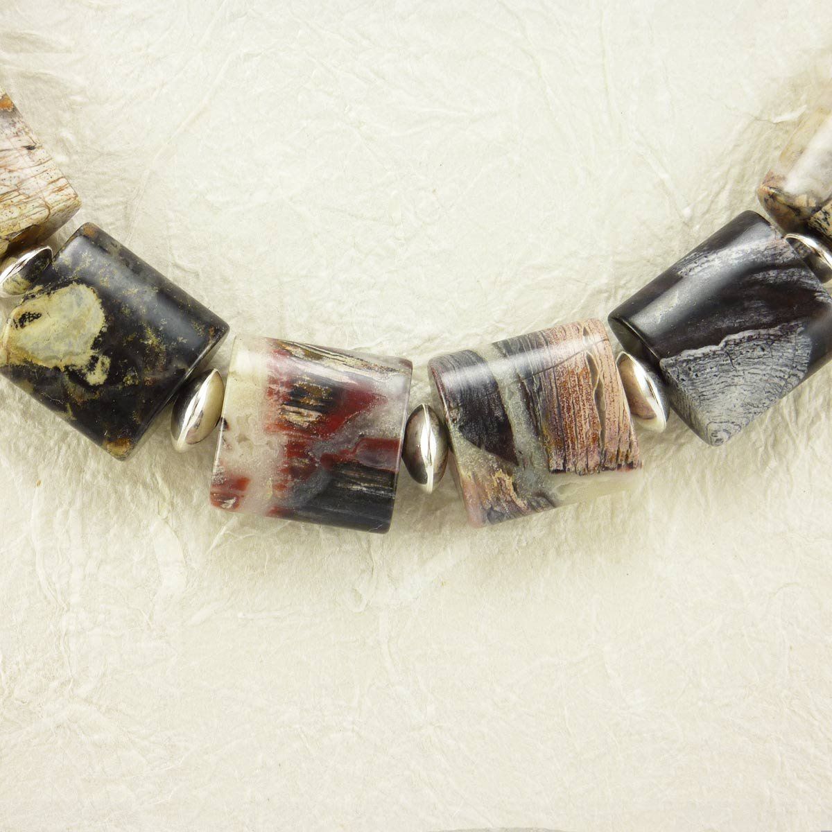 Catenine: Jaspis Halskette mit flachen Elementen – Nuovo e nell'imballaggio originale da Meilen venduto da Byrd-bijoux 1