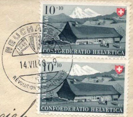 Tutti i francobolli: NEUCHATEL  14.VII.48  SS   Berge  DUNKEL + HELL – Usato da Aarau venduto da kufi44 1