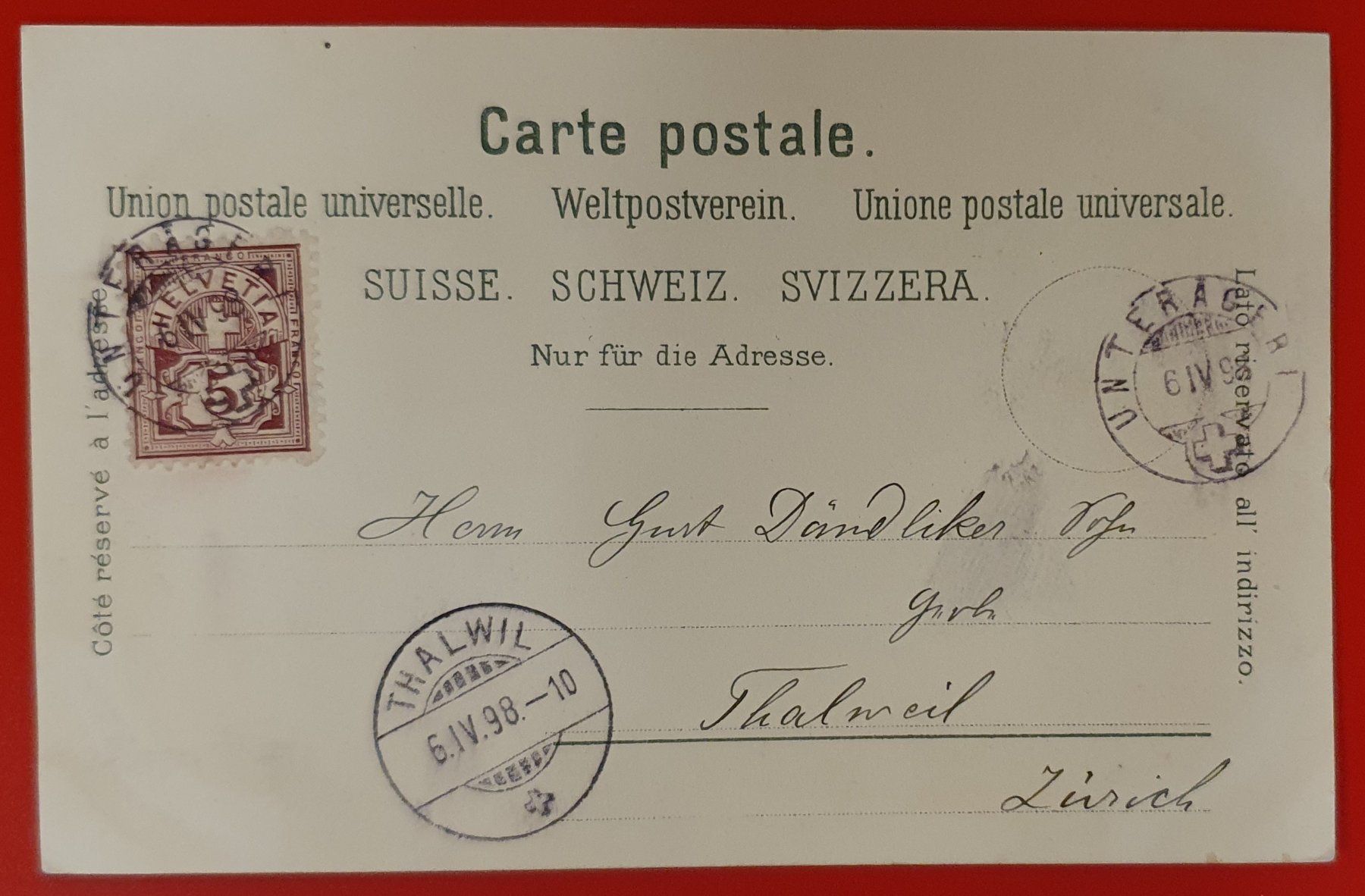 Cartoline postali: Gruss aus Aegeri 1898 – Usato da Kreuzlingen venduto da Rschweiz1 1