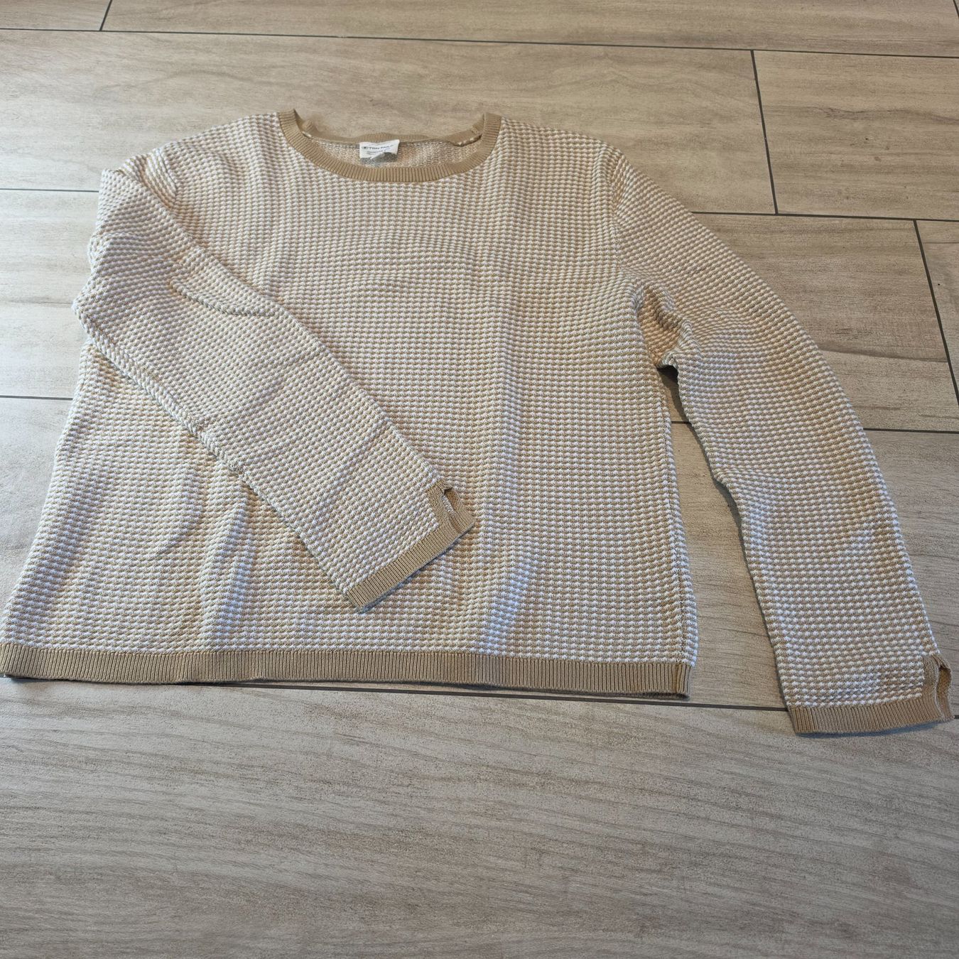 Tom Tailor Maglioni & Felpe: Tom Tailor Strickpullover Beige/Weiss Gr. S 100% Baumwolle – Usato da Altendorf venduto da Zeitkapsel