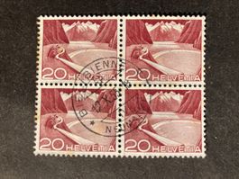 Schweiz 1955 Technik & Landschaft 20 4er-Block BIEL 12.X.55