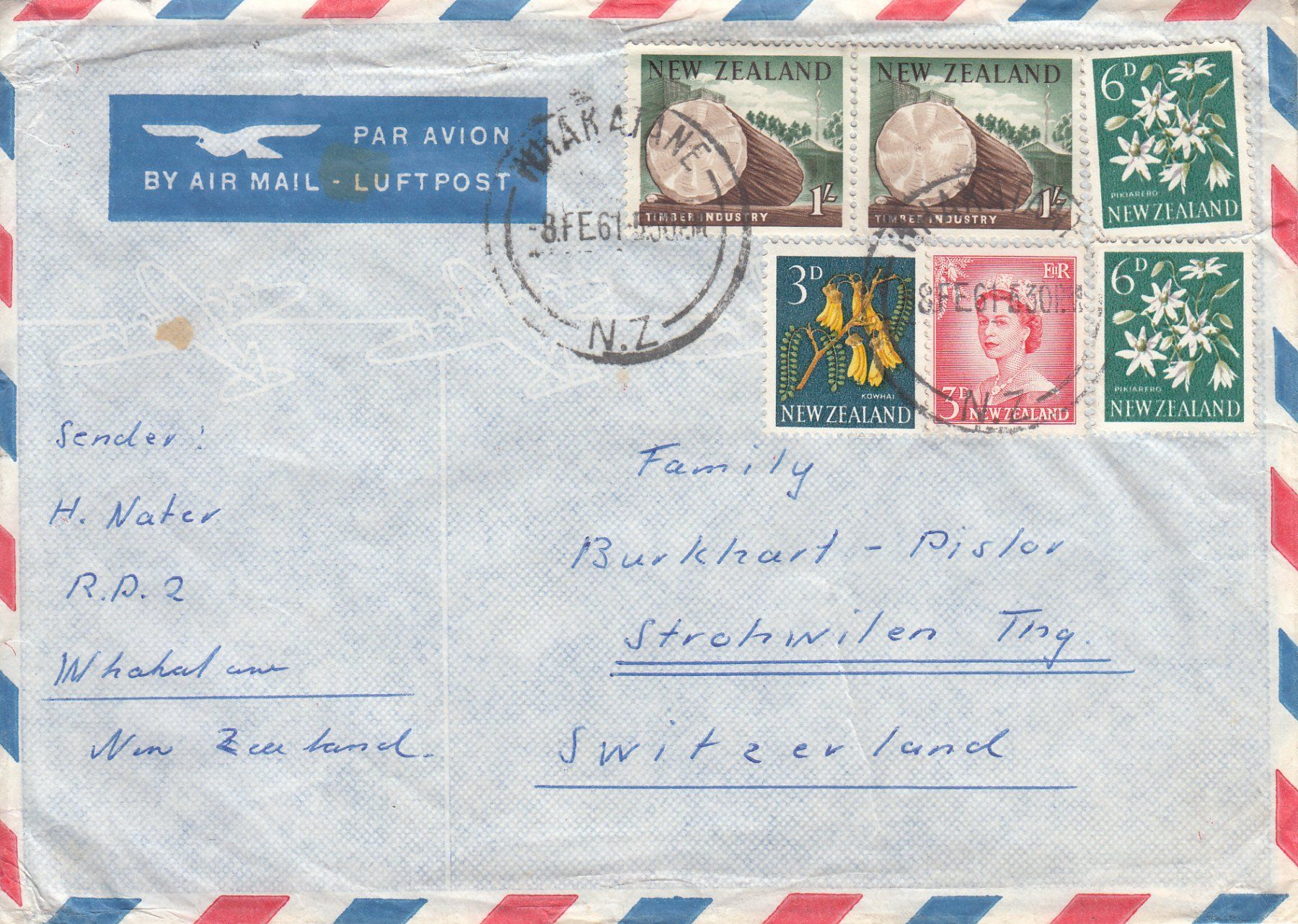Tutti i francobolli: Neuseeland - Schweiz, 2 Briefe 1957 / 1961 – Usato da Bürglen TG venduto da StampGraf 3
