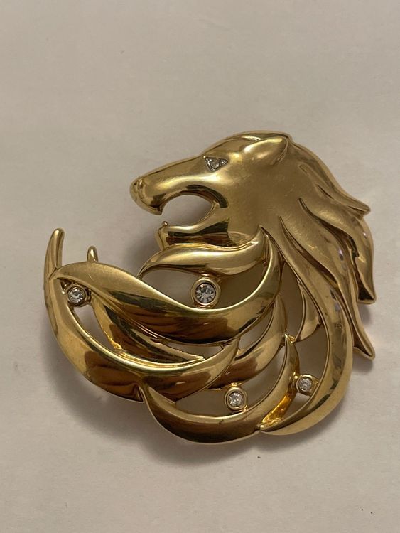 Broche Vintage Pierre Lang Chat Garfield Plaqué Or - Signée, Thème Chat, Occasion