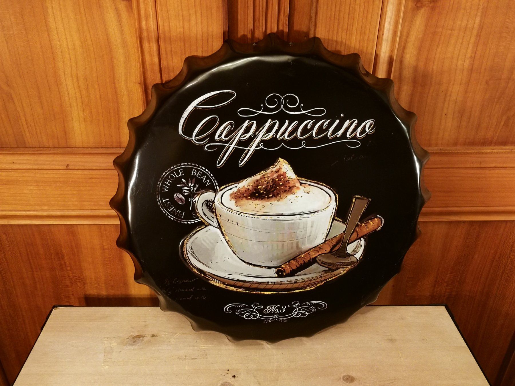 Insegne: Blechschild "Cappuccino" in Form eines Kronkorkens – Usato da Wagenhausen venduto da Simbad 1