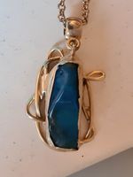 Edler Anhänger mit Achat Blau Halbedelstein 3X5 cm
