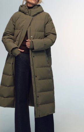 Zara Daunenmantel, Khaki, Grösse S – Versand 9.- CHF