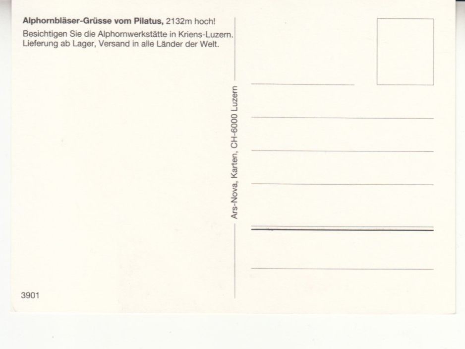 Ansichtskarten: Kriens Stocker Alphorn Werbekarte ca. 1980 – Gebraucht aus Bürglen TG von StampGraf 1