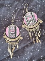 Silber Ohrhänger aus Leder Damen-Ohr-Schmuck Peru, 7cm lang