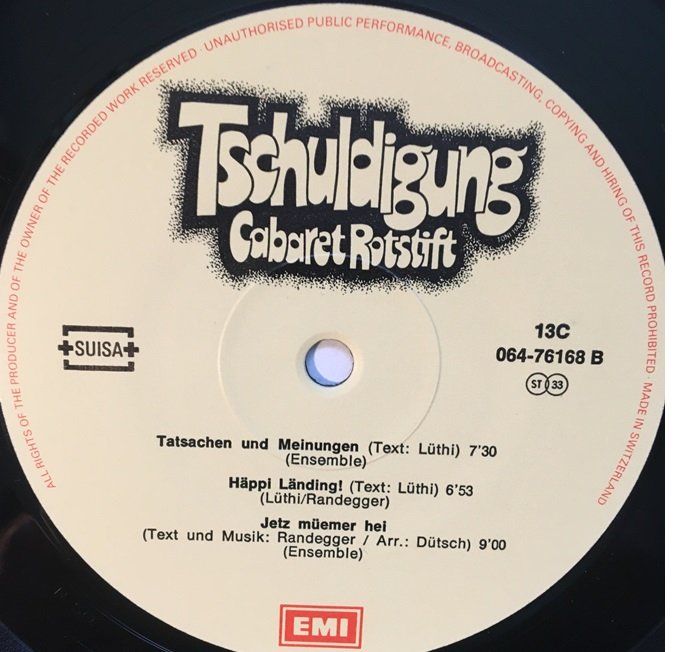 Schallplatten: Cabaret Rotstift - Tschuldigung (LP) – Gebraucht aus Grüningen von azulvinyl 3