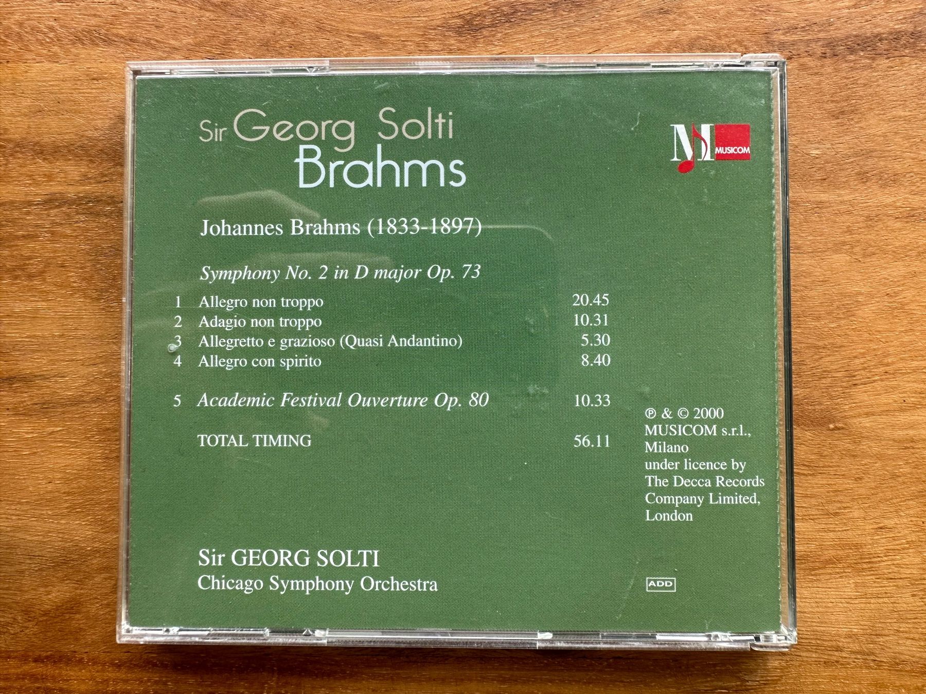 CD: Sir Georg Solti - Brahms Sinfonia n. 2 – Usato da Horgen venduto da flyingpenguin2000 2