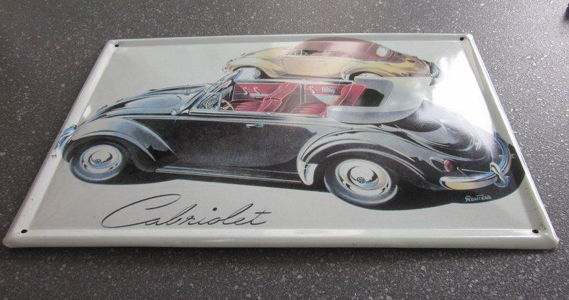 Volkswagen Insegne: Retro Blechschild VW-Käfer Cabriolet "Reuters" – Usato da Bischofszell venduto da Pfau0 1