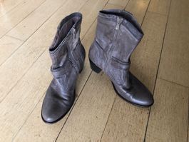 Stiefelletten Braun/grau Echtleder innen und aussen. Gr 38.5