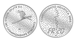 20 Franken Silbermünze «Alpine Ski WM St. Moritz» 835er, 20g