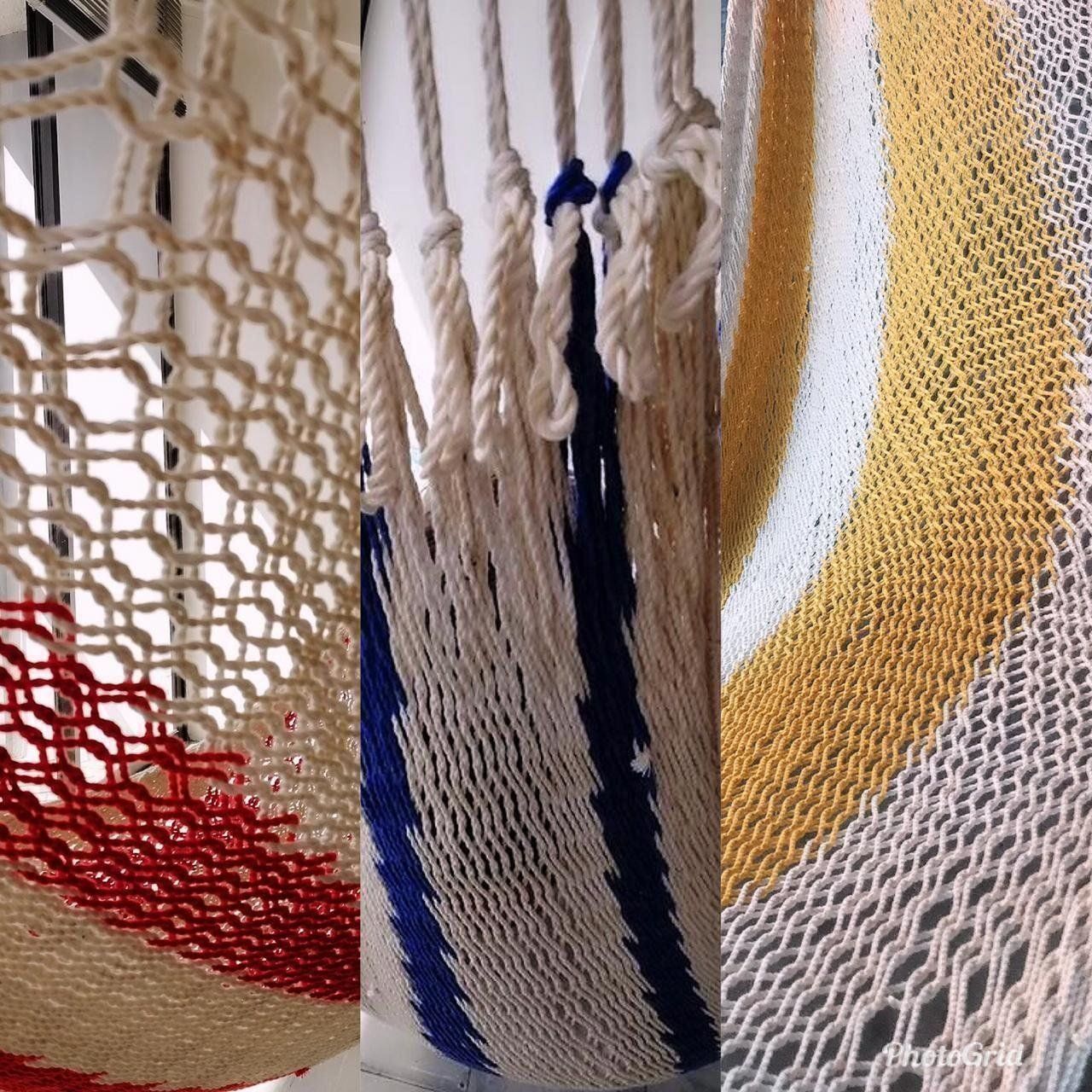 Hängematten: Handcraft Net Hammock in soft cotton - White with Blue Lines – Neu und originalverpackt aus Dübendorf von Mayan-Dreams 6
