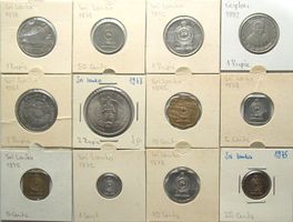 SRI LANKA Sammlung aus 12 Münzen 1968-1992, Toperhaltung