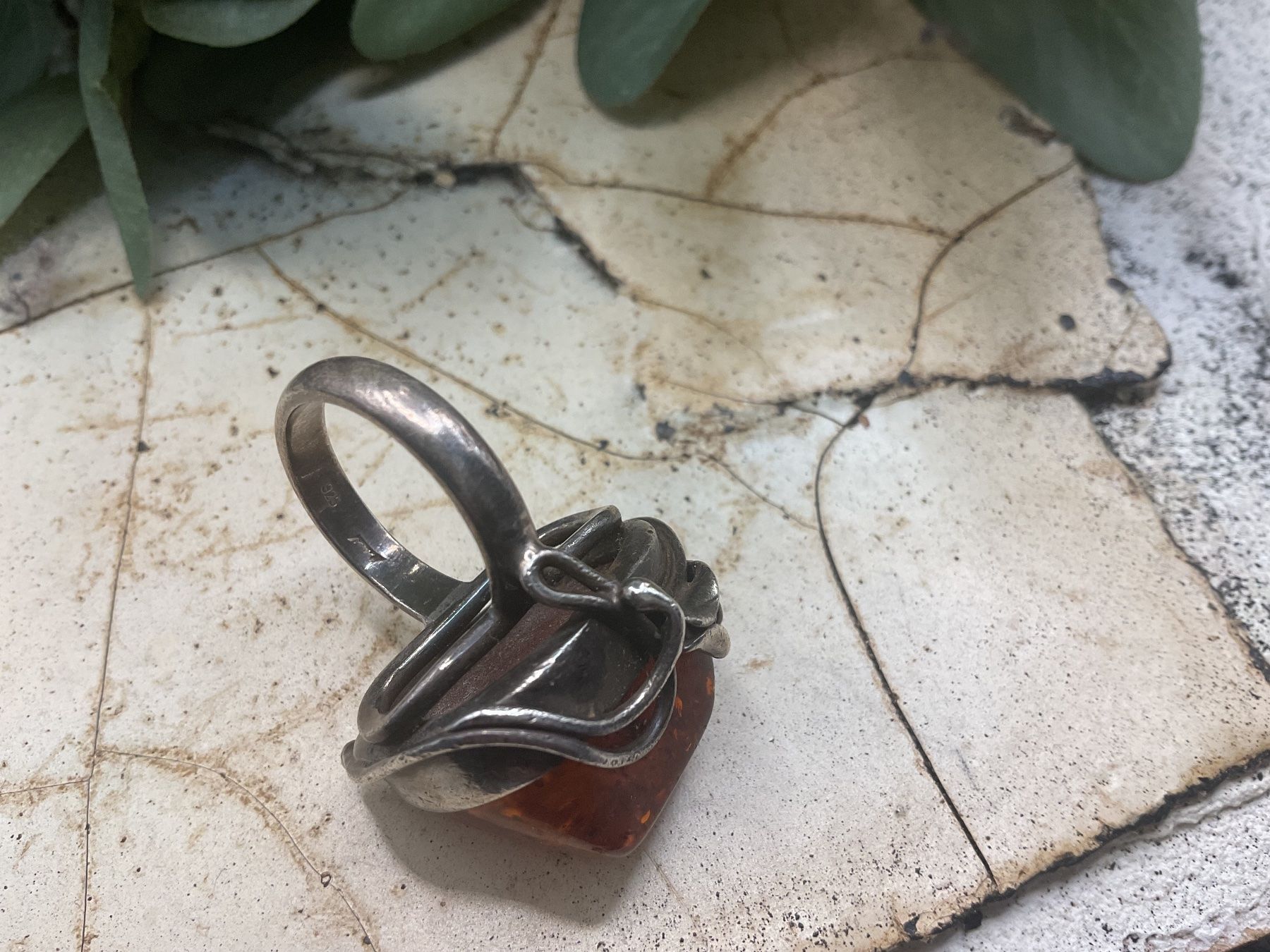 Anelli: Antiker Ring mit grossem, baltischem Bernstein, Gr.55 – Usato da Luzern venduto da S.Kern01 6