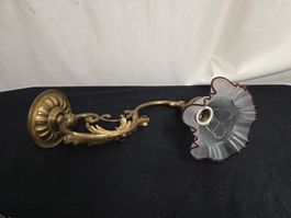 Wandlampe Messing mit Glassturz gestreift  Jungendstiel