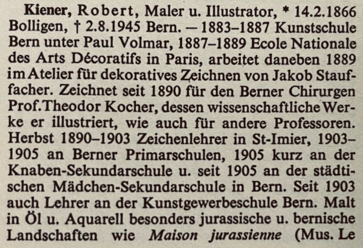 Dipinti: Kiener Robert (1866-1945) – Usato da Grosshöchstetten venduto da Perle1951 4