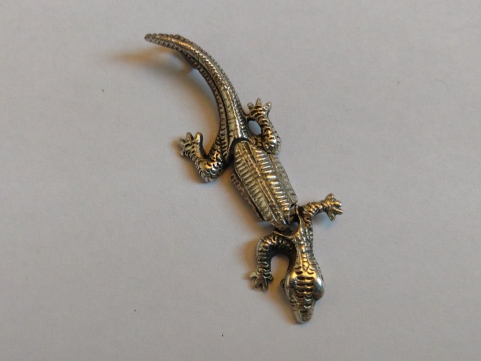 Ciondoli: Silber Gekko Eidechse Anhänger, 925 Sterling Fein Silber – Usato da Baden venduto da TellsKuchenhaus