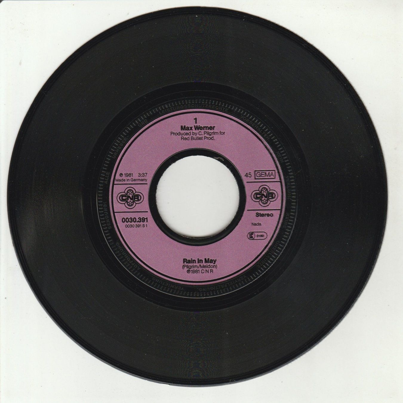 Vinyles: Max Werner - Rain in May 7" Vinyl 1981 – D'occasion à Tübach par JamesStone 2
