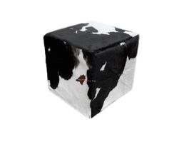 Kuhfell Hocker Black/White