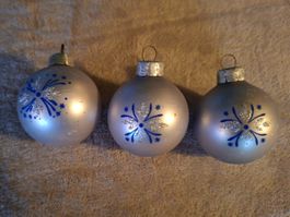 Sehr alter, schöner, Vintage Christbaumschmuck, 3 Kugen,Glas