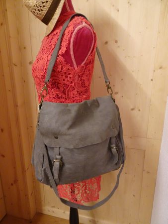 Echt Wild-Leder Tasche grau von Borse in Pelle - Mo24.13