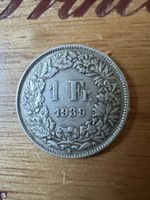 Schweizer Münze 1 Franken 1939 Helvetia guter Zustand