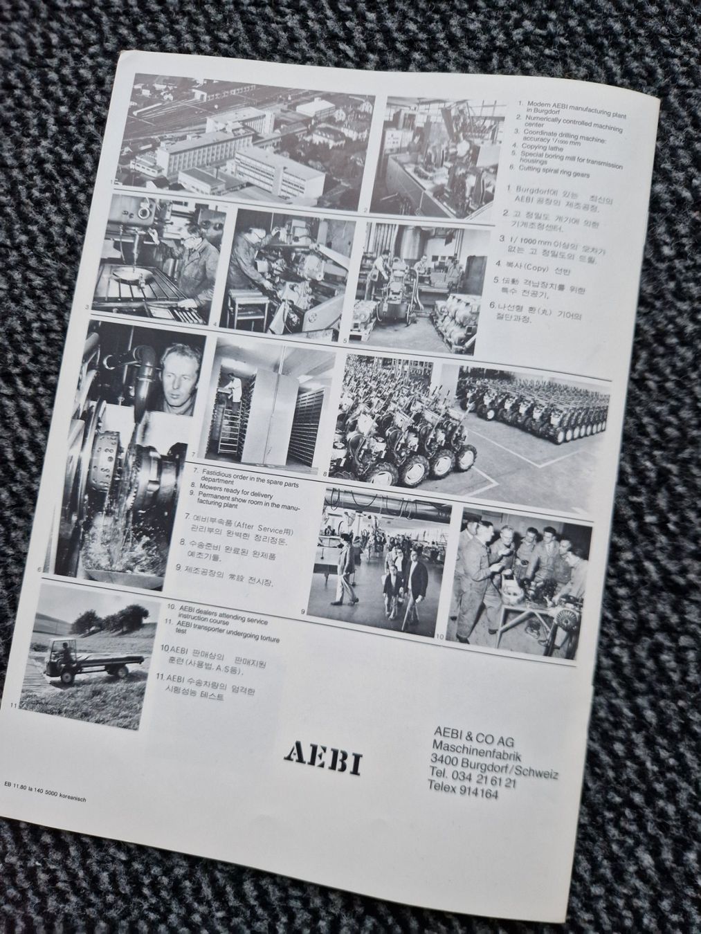 Aebi Trattori: Original Prospekt Aebi Export Programm / Englisch / Japan? – Usato da Dürnten venduto da Bachtel84 4