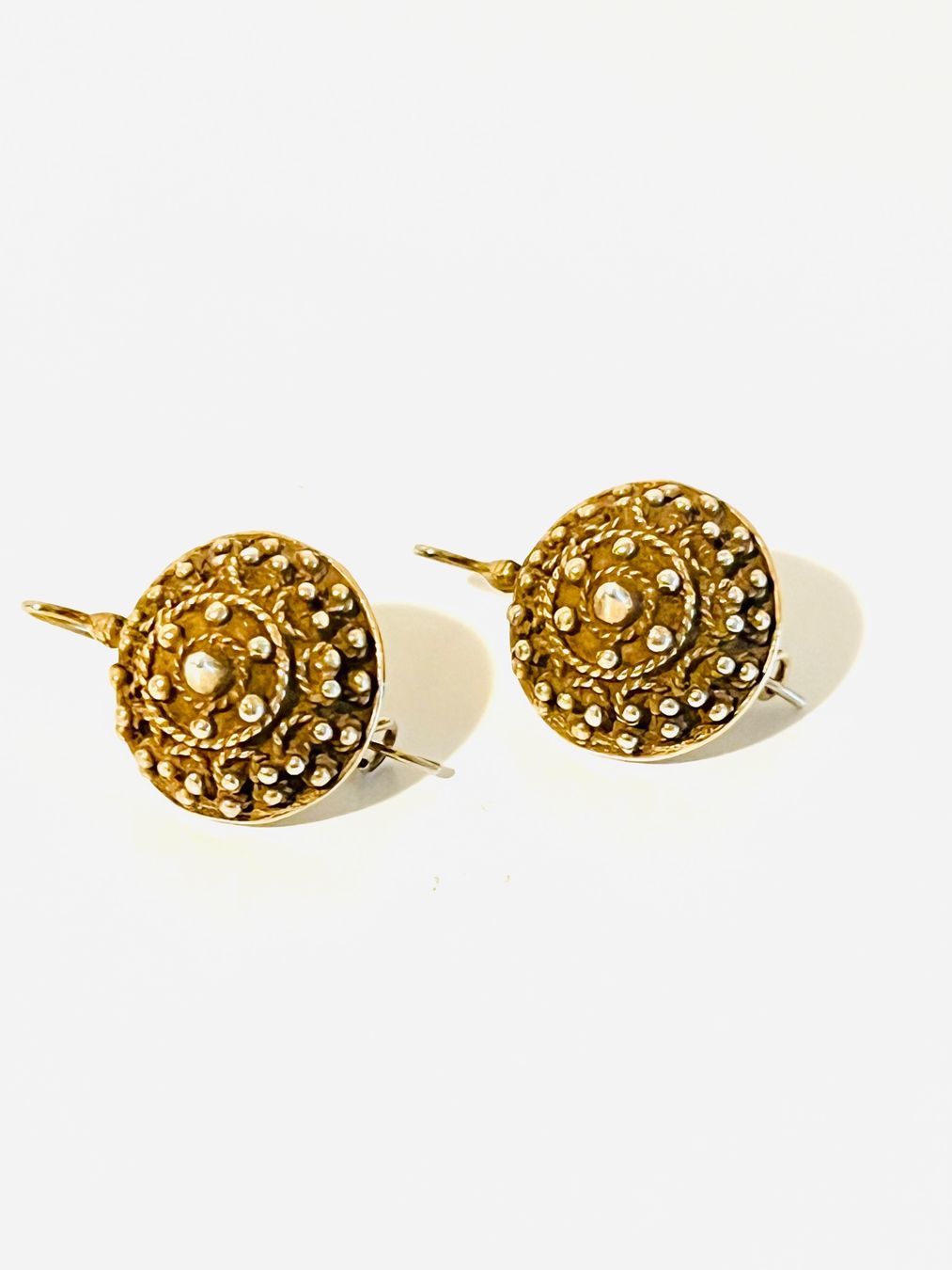 Orecchini pendenti & Orecchini a lobo: Etruscan Gold Plated Silver Earrings – Usato da Rüschlikon venduto da topswissvintage